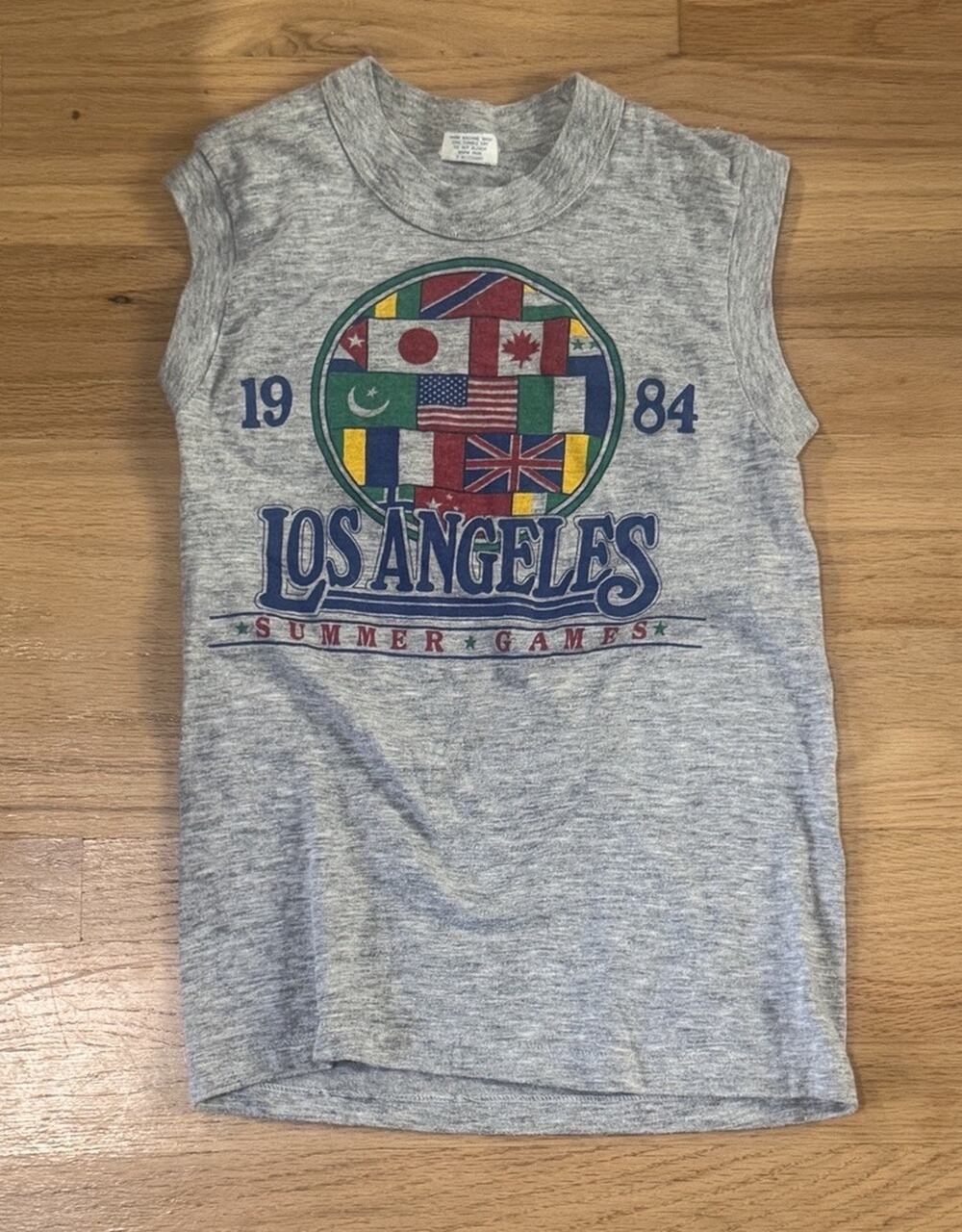 Vintage 1984 LA Olympics Shirt Small Made in USA 50/50 Single Stitch Muscle T